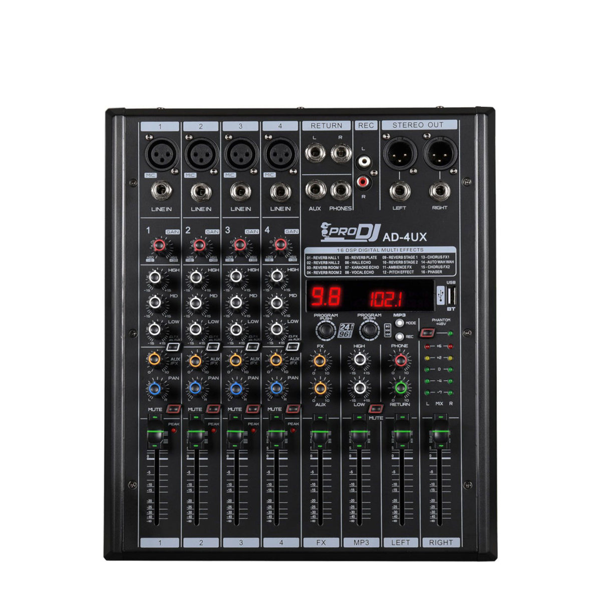 Consola Mezcladora Pro Dj Ad-4ux  Mixer Análogo - Bluetooth