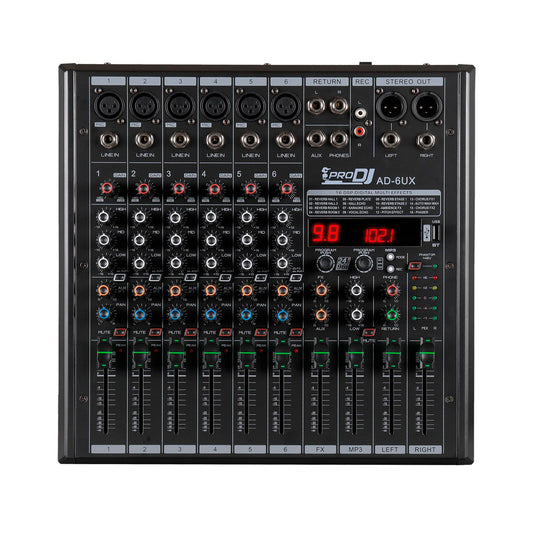 Consola Mezclador Pro Dj Ad6ux Bluetooth Mp3 Usb