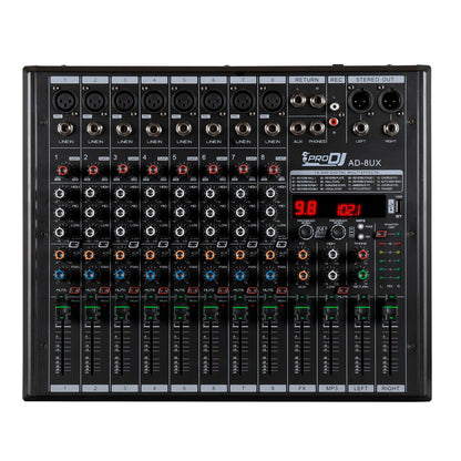 Consola Mezclador Pro Dj Ad8ux Bluetooth Mp3 Usb