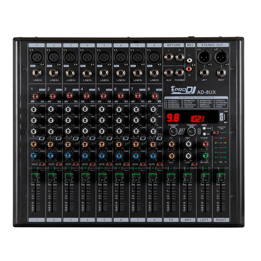 Consola Mezclador Pro Dj Ad8ux Bluetooth Mp3 Usb