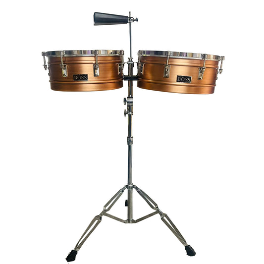 Timbal Latino Boss Bronce 14-15  + Base + Campana + Baquetas
