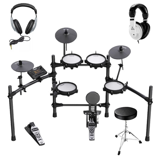 Batería Eléctrica Nux Dm-210 Pads Malla + Silla + Audífonos