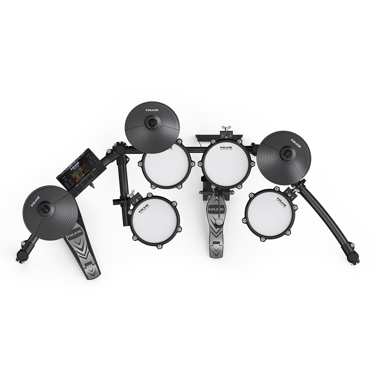 Batería Eléctrica Nux Dm210 Pads Malla + Pedal Doble + Silla