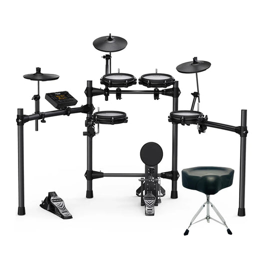 Batería Eléctrica Nux Dm-210 Pads Malla Bombo + Silla Galope
