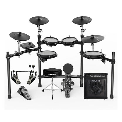 Batería Eléctrica Nux Dm-310 Pads En Malla, Pedal, Amplificador Y Silla