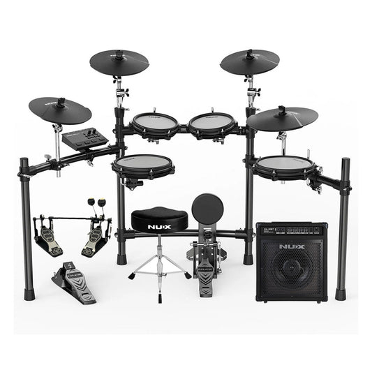 Batería Eléctrica Nux Dm-310 Pads En Malla, Pedal, Amplificador Y Silla