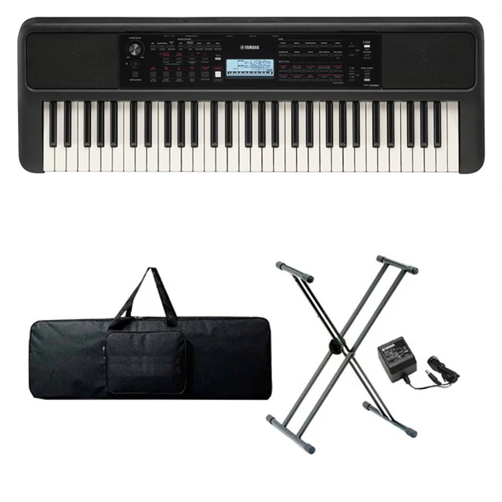 Teclado Organeta Yamaha Psr-e383 Adaptador + Base + Forro