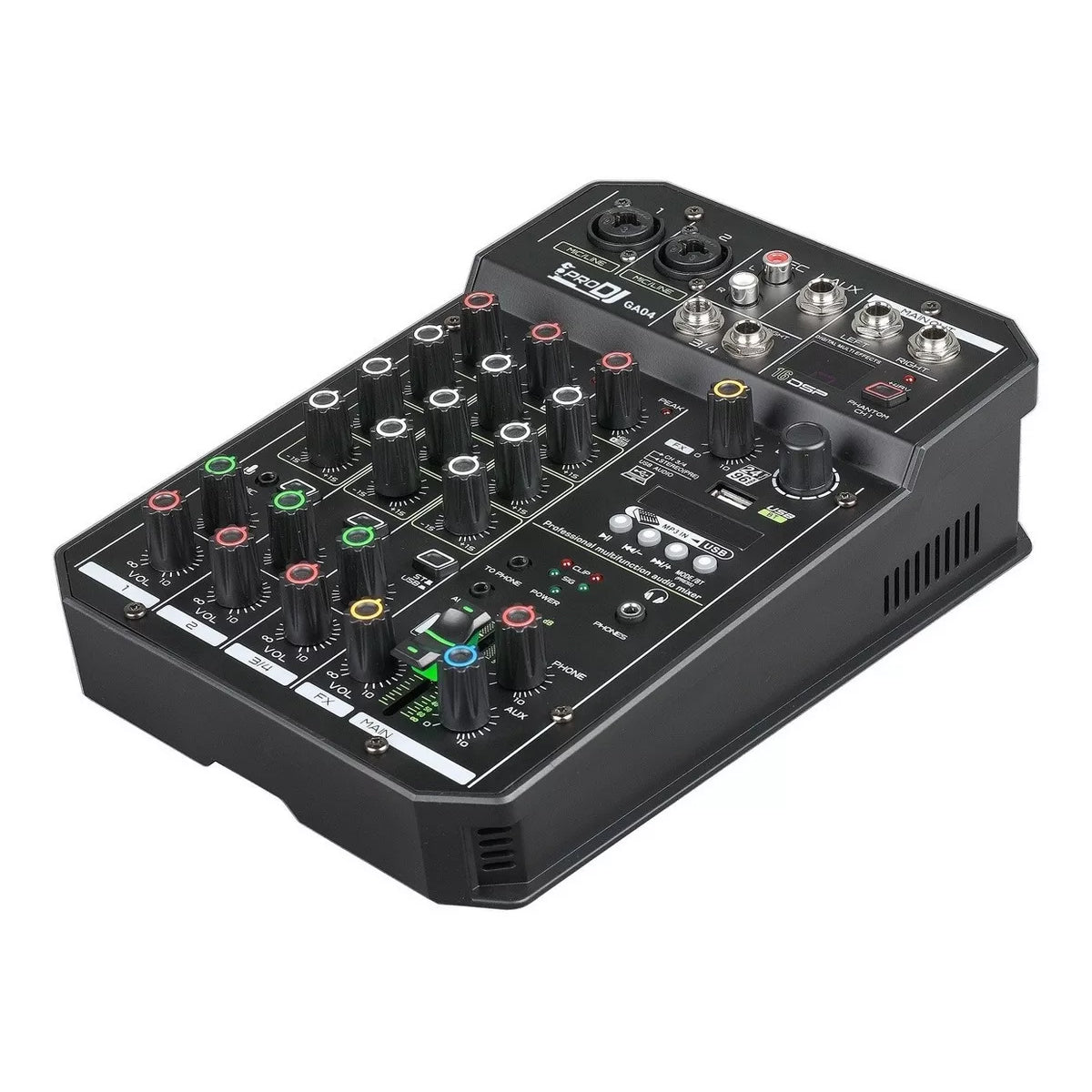 Mezclador Pro Dj Ga-04 + Bluetooth +4 Canales - Usb Interfaz