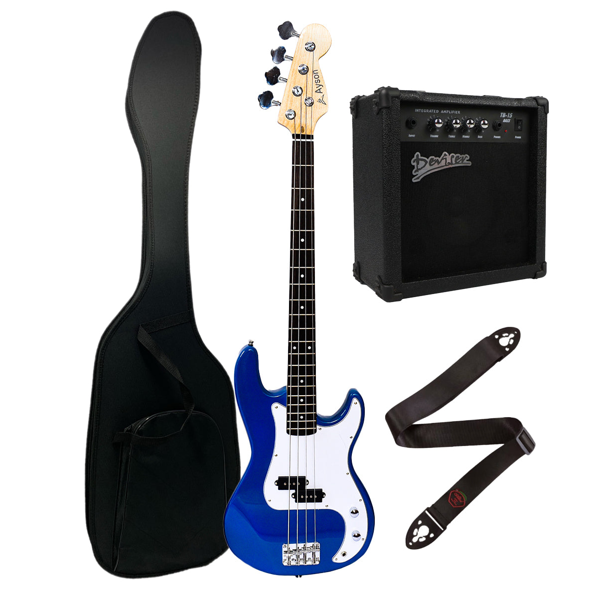 Kit Bajo Electrico + Amplificador Estuche Cable Correa