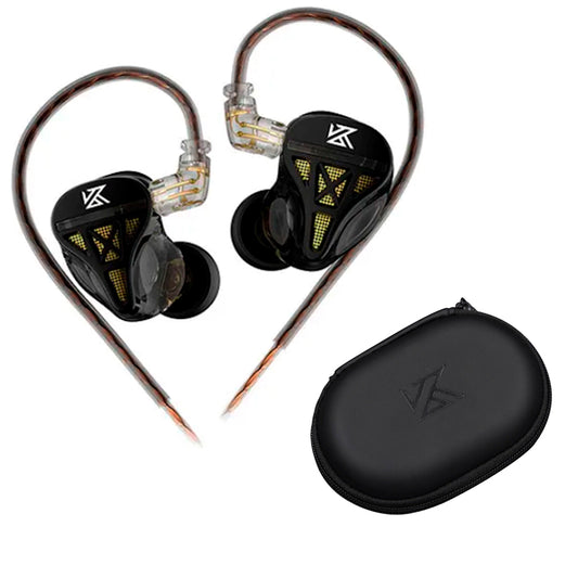 Auriculares Monitores In Ear Kz Dqs Color Negro + Estuche