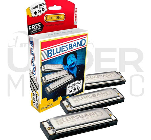Kit Set Harmónicas Hohner Bluesband Por 3 - Clave En C, G, A