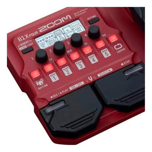 Pedal De Efecto Zoom B1x Four  Rojo