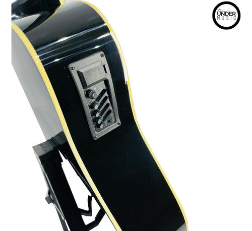 Guitarra Electroacústica Tipo Folk Ayson Cue Acero + Estuche