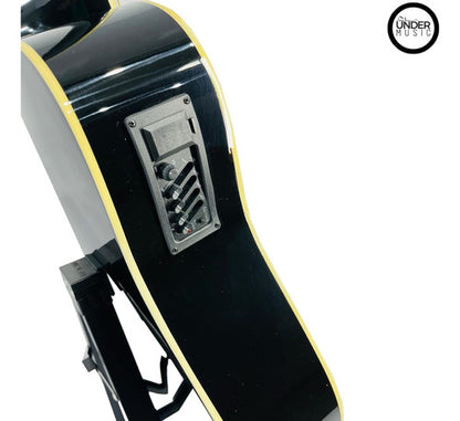 Guitarra Electroacústica Tipo Folk Ayson Cue Acero + Estuche