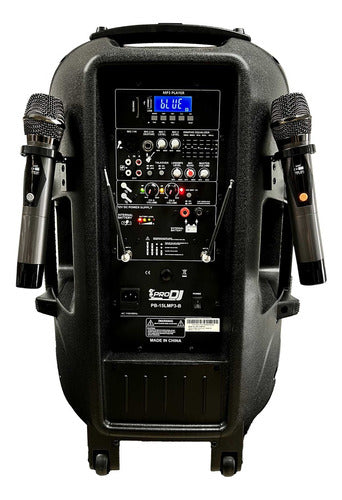 Cabina Recargable Pb-15lmp3-b Pro Dj +2 Micrófonos + Trípode