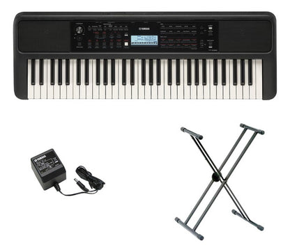 Teclado Organeta Yamaha Psr-e383 Adaptador + Base Doble
