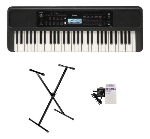 Teclado Organeta Yamaha Psr-e383 Adaptador Original + Base