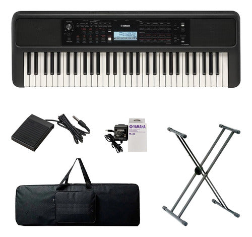 Teclado Organeta Yamaha Psr-e383 Adaptador+base+pedal+forro