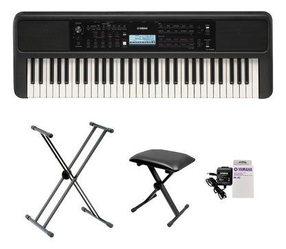 Teclado Organeta Yamaha Psr-e383 + Adaptador + Base + Silla