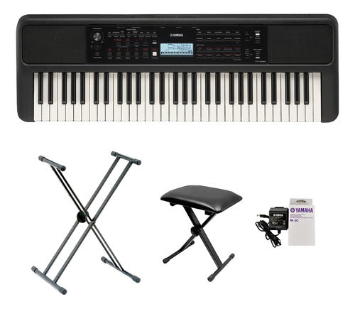 Teclado Organeta Yamaha Psr-e383 + Adaptador + Base + Silla