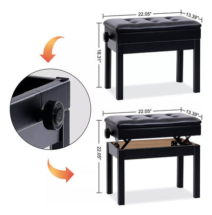Silla Banqueta Para Piano Acústico Negra Ajustable Xh550-8