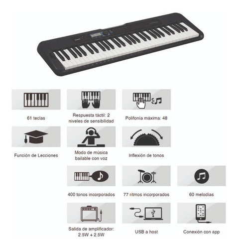 Teclado Organeta Casio Ct-s300 5 Octavas Adaptador + Base