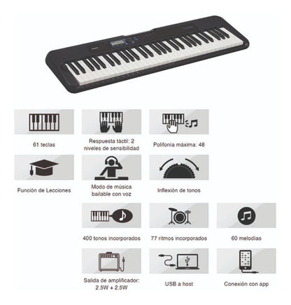 Teclado Organeta Casio Ct-s300 5 Octavas Adaptador + Base