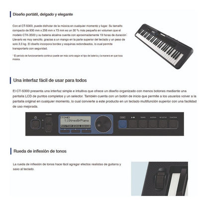 Teclado Organeta Casio Ct-s300 5 Octavas Adaptador + Base