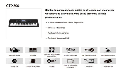 Teclado Organeta Casio Ctx-800 Adaptador + Base