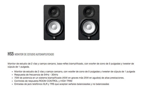 Monitor De Estudio Activos Yamaha Hs-5 Negro ( 2 Unidades )