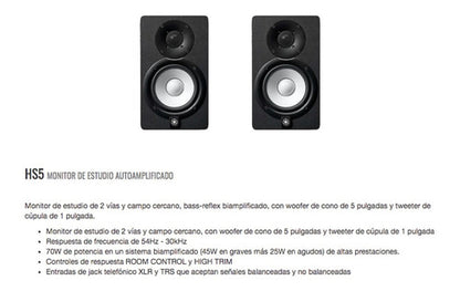 Monitor De Estudio Activos Yamaha Hs-5 Negro ( 2 Unidades )