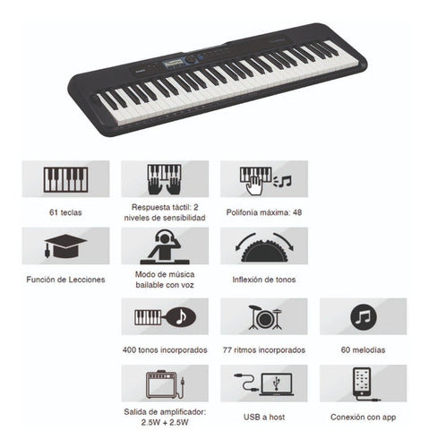 Teclado Organeta Casio Ct-s300  Adaptador + Base + Audifonos