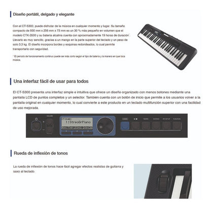 Teclado Organeta Casio Ct-s300  Adaptador + Base + Audifonos