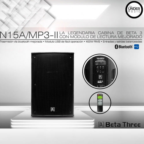 Cabina Altavoz Activa Beta Three N15a-ll Mp3 Bluetooth 400w