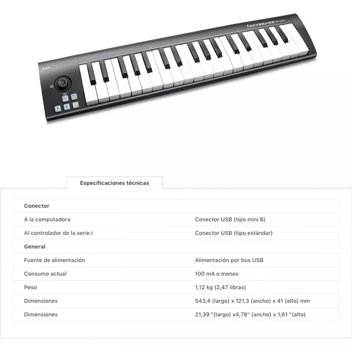 Controlador Midi Icon Ikeyboard 4 Mini