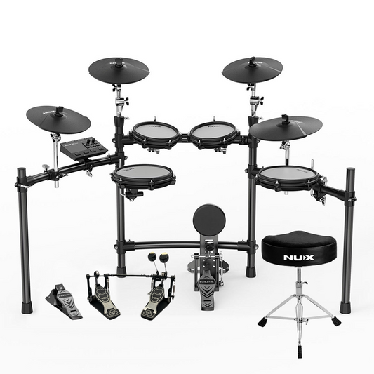 Batería Eléctrica Nux Dm-310 Pads Malla Bombos Pedal Y Silla