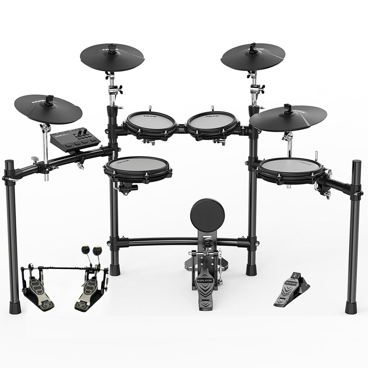 Batería Eléctrica Nux Dm-310 Pads Malla + Bombos Pedal Doble