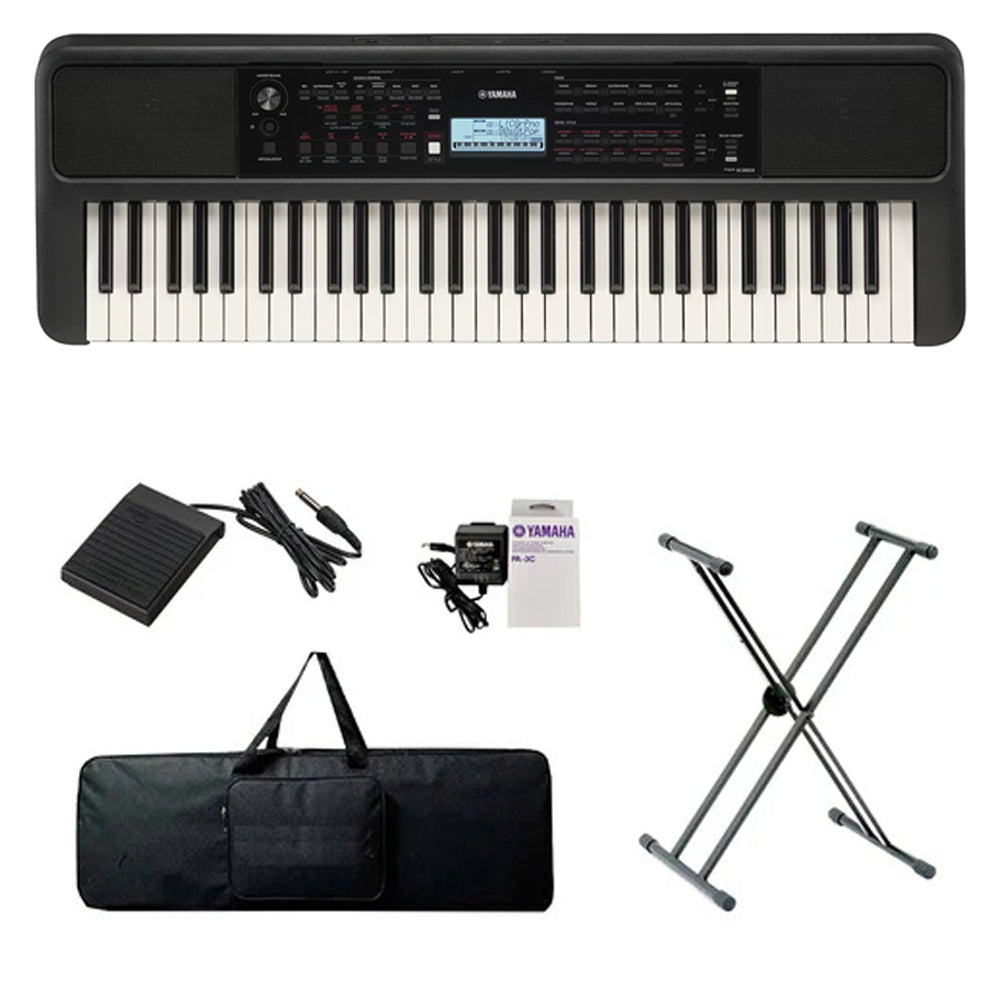 Teclado Organeta Yamaha Psr-e383 Adaptador+base+pedal+forro