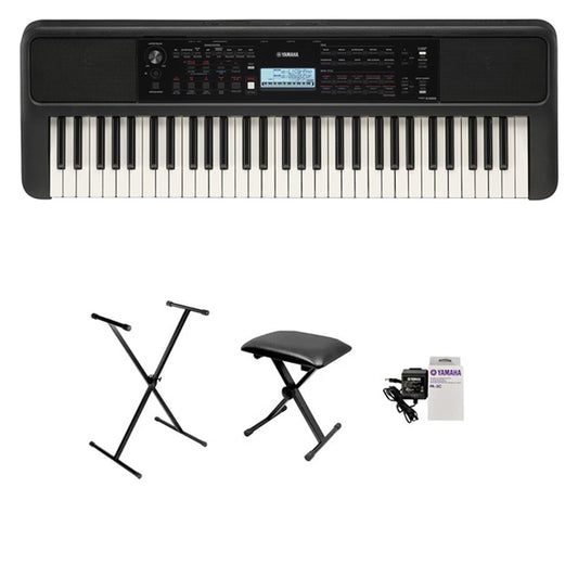 Teclado Organeta Yamaha Psr-e383 Adaptador + Base + Silla