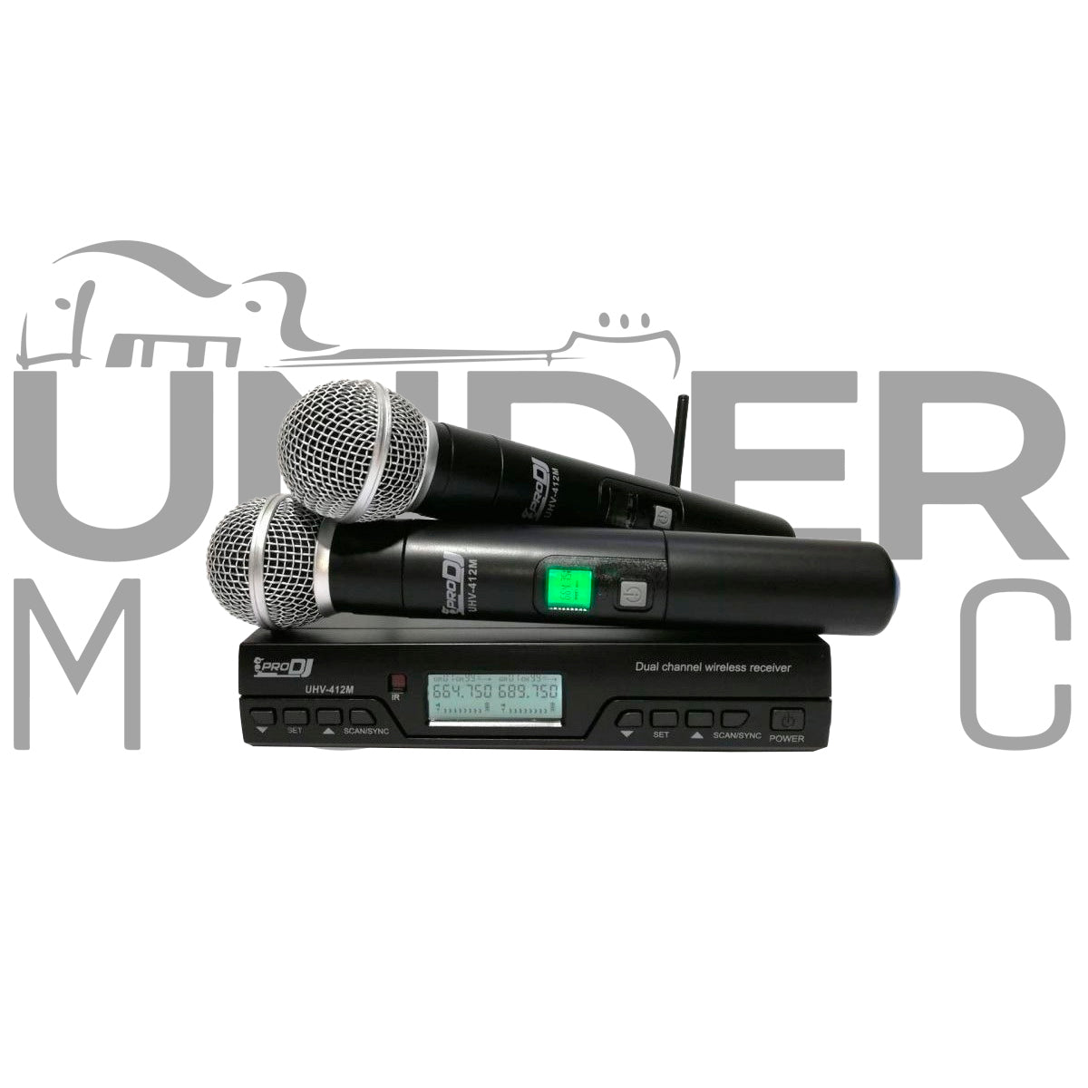Micrófono Inalambrico Pro Dj Uhv-412m Doble De Mano