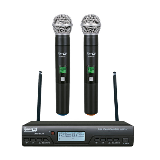 Micrófono Inalambrico Pro Dj Uhv-412m Doble De Mano