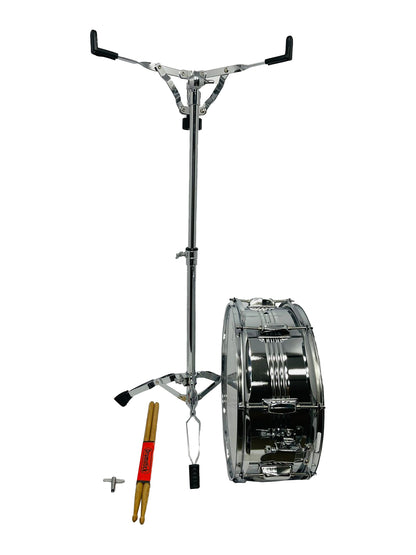 Redoblante Metálico 14  + Baquetas + Llave +  Base - Atril