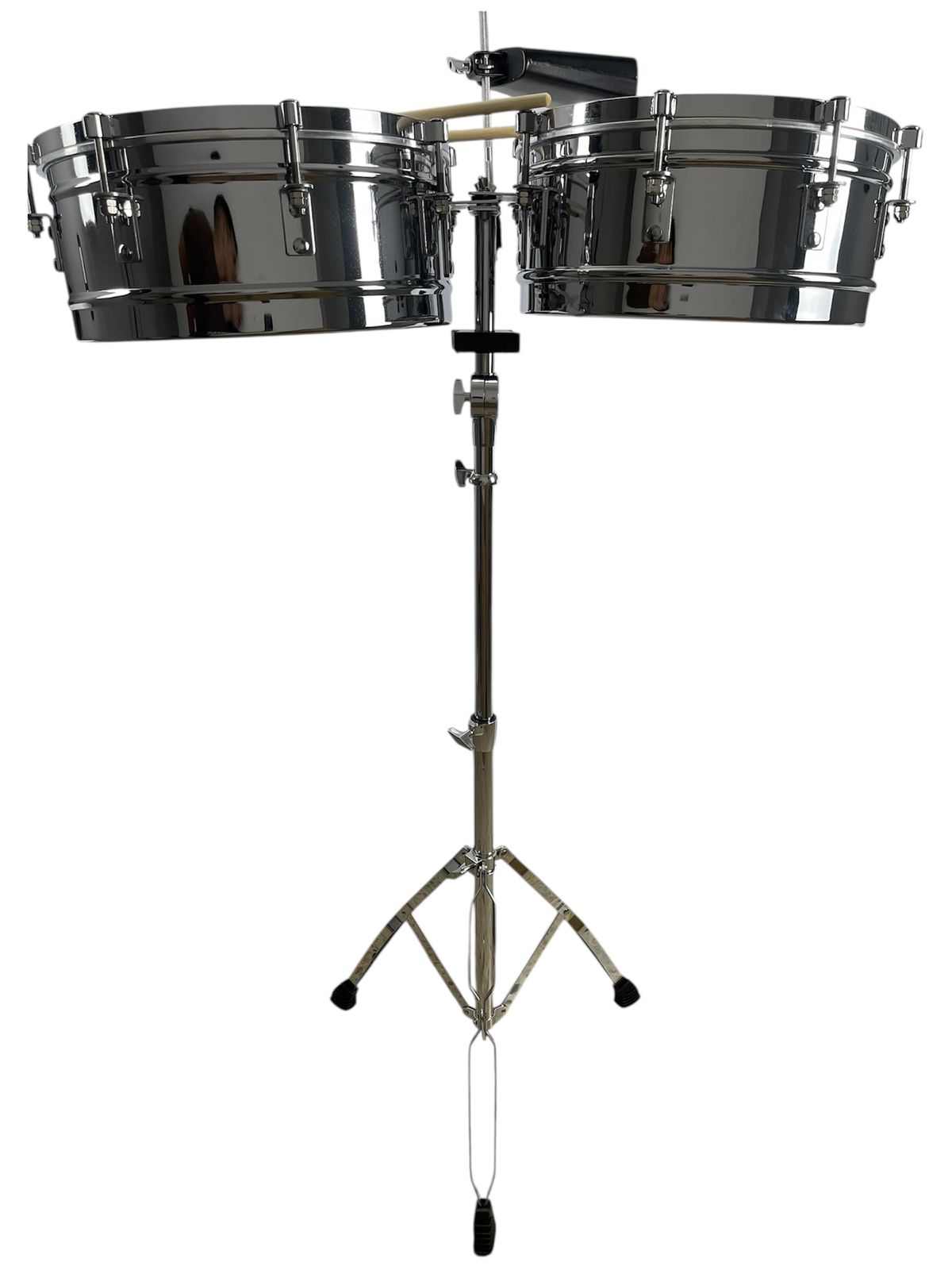 Timbal Latino Boss Cromado 14-15 + Base + Campana + Baquetas