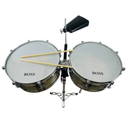 Timbal Latino Boss Cromado 14-15 + Base + Campana + Baquetas