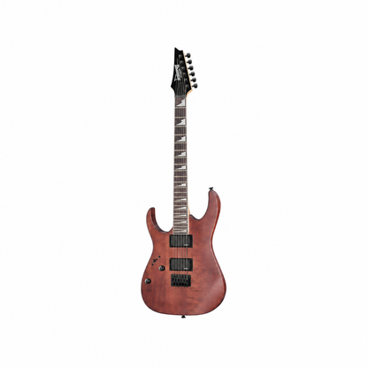 Ibanez GRG121DXL-WNF Walnut Flat, vista frontal completa con fondo blanco