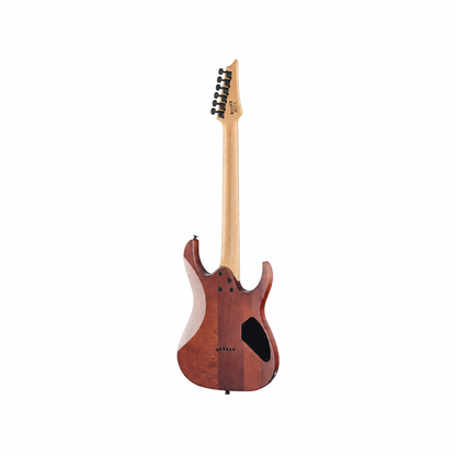 Ibanez GRG121DXL-WNF Walnut Flat, vista trasera con fondo blanco