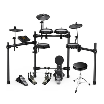 Batería Eléctrica Nux Dm210 Pads Malla + Pedal Doble + Silla