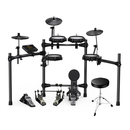 Batería Eléctrica Nux Dm210 Pads Malla + Pedal Doble + Silla