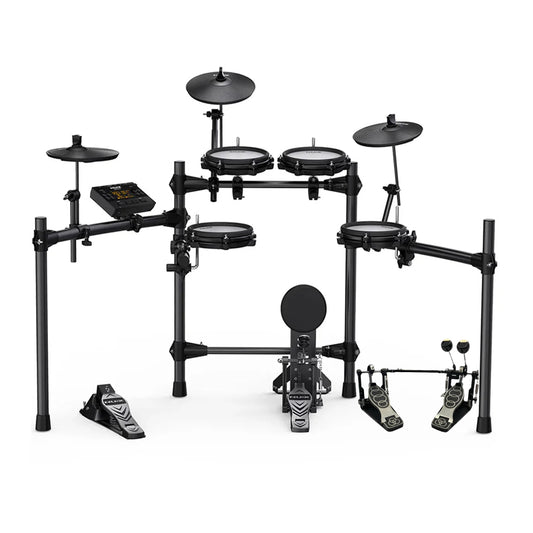 Batería Eléctrica Nux Dm-210 Pads Malla Bombo + Pedal Doble